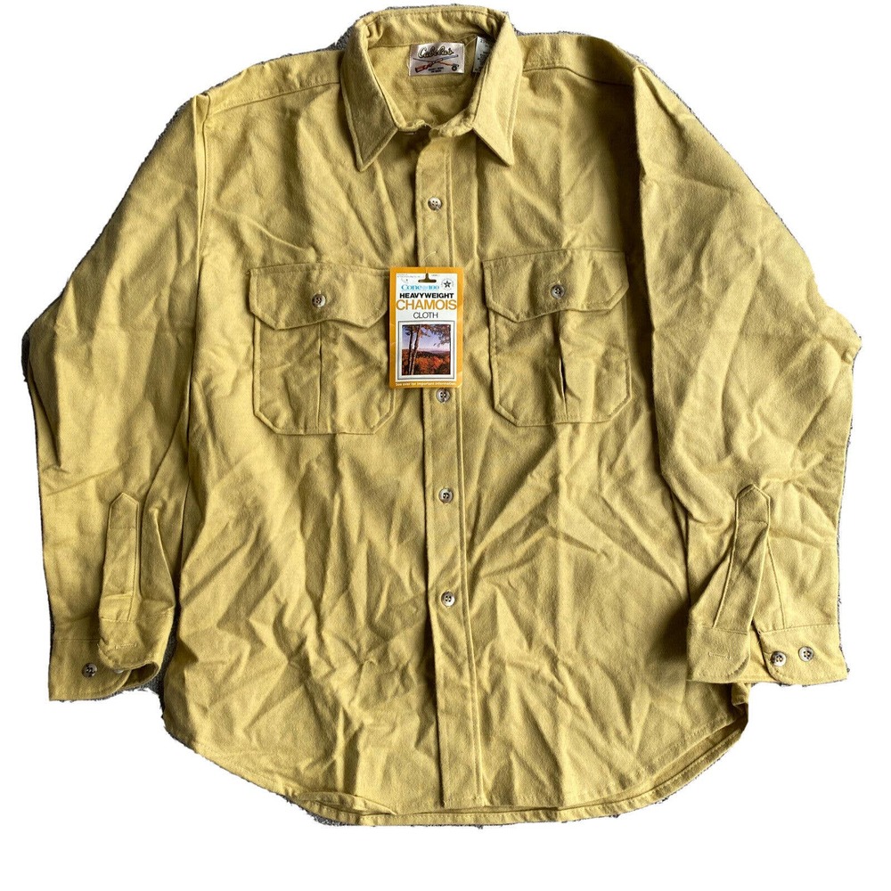 Cabelas Chamois Cloth Shirt Mens L Made in USA Vintage NWT